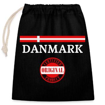 Flag of Denmark, Danish pride - Closable cotton gift bag (25x30cm) - black - Front