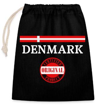 Flag of Denmark, Danish pride - Closable cotton gift bag (25x30cm) - black - Front