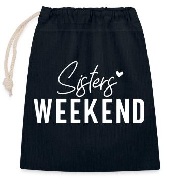 Sisters Weekend Vibe passend zum Mädelsausflug - Verschließbarer Geschenkbeutel aus Baumwolle (25x30cm) - Navy - Vorne