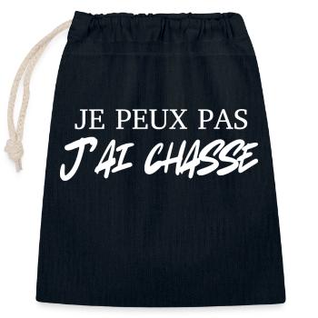 je peux pas j'ai chasse - Sac cadeau en coton avec cordon (25 x 30 cm) - bleu marine - Devant