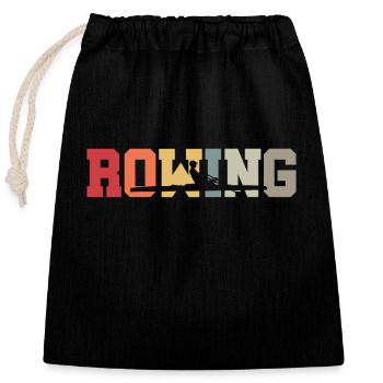 Rowing - Rudern - Ruderer - Ruderin - Aviron - Verschließbarer Geschenkbeutel aus Baumwolle (25x30cm) - Schwarz - Vorne