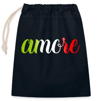 amore - Italia - Italy - Love - Liebe - Closable cotton gift bag (25x30cm) - navy - Front