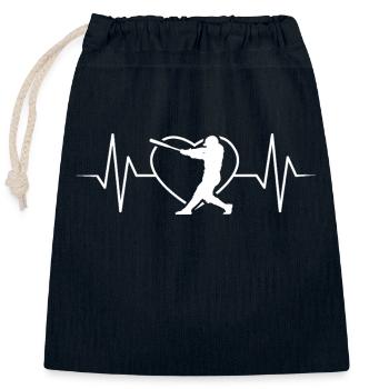 Battement de cœur de baseball - Sac cadeau en coton avec cordon (25 x 30 cm) - bleu marine - Devant