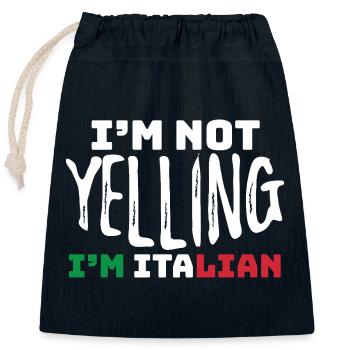 Conception typographique audacieuse de la fierté italienne - Sac cadeau en coton avec cordon (25 x 30 cm) - bleu marine - Devant