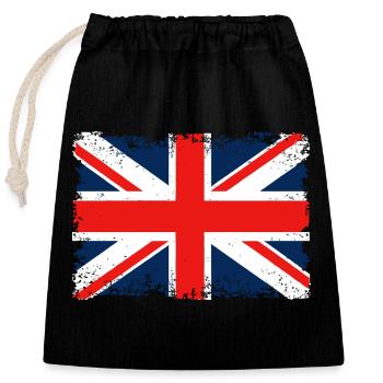 Distressed Union Jack Flag - Closable cotton gift bag (25x30cm) - black - Front