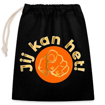 You can do it - Closable cotton gift bag (25x30cm) - black - Front