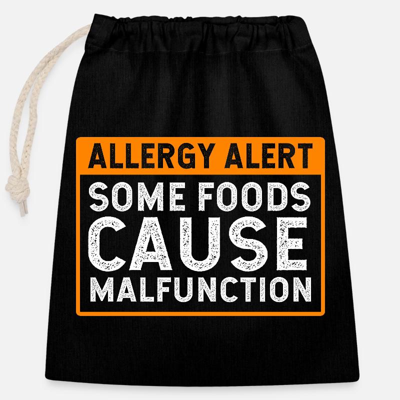 Allergie alimentaire - Sac cadeau en coton avec cordon (25 x 30 cm) - noir