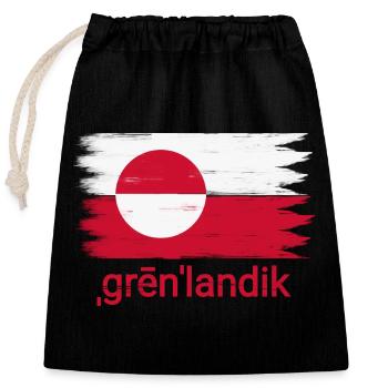 Drapeau de Grønlandik - Sac cadeau en coton avec cordon (25 x 30 cm) - noir - Devant
