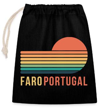 Faro Portugal - Closable cotton gift bag (25x30cm) - black - Front