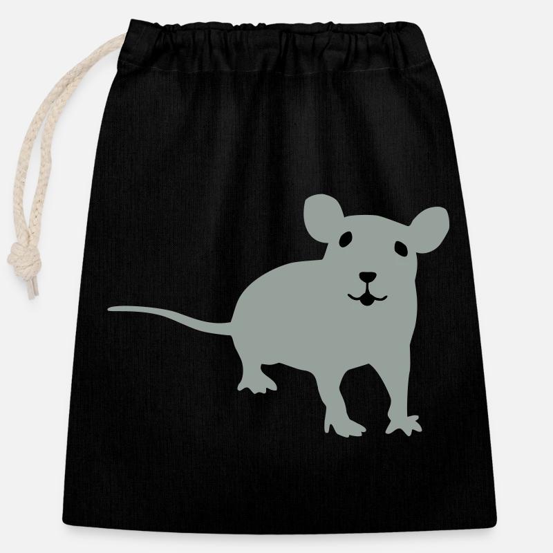Rat - Closable cotton gift bag (25x30cm) - black