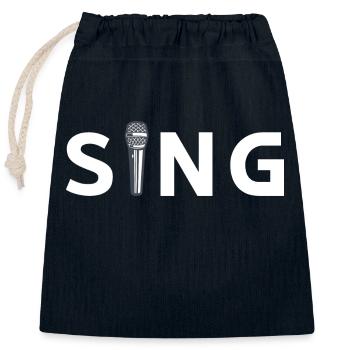 Sing Mikrofon - Verschließbarer Geschenkbeutel aus Baumwolle (25x30cm) - Navy - Vorne