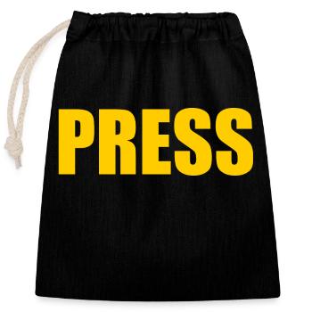 Presse - Sac cadeau en coton avec cordon (25 x 30 cm) - noir - Devant