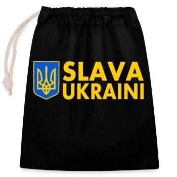 Slava ukraini - Closable cotton gift bag (25x30cm) - black - Front