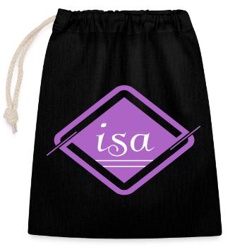 Isa - Closable cotton gift bag (25x30cm) - black - Front