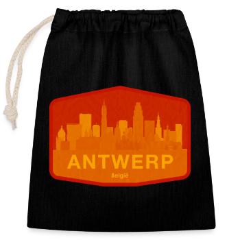 Orange chaud de la Skyline d’Anvers - Sac cadeau en coton avec cordon (25 x 30 cm) - noir - Devant