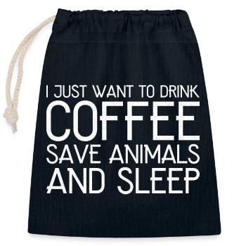 I just want to drink coffee funny shirt - Closable cotton gift bag (25x30cm) - navy - Front