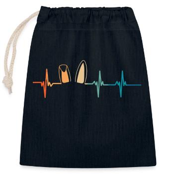 Heartbeat Bunny Ears - Closable cotton gift bag (25x30cm) - navy - Front