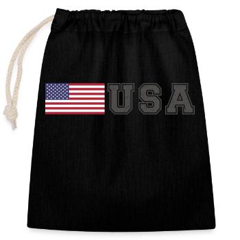 ÉQUIPE États-Unis Drapeau américain devant la police de caractères - Sac cadeau en coton avec cordon (25 x 30 cm) - noir - Devant