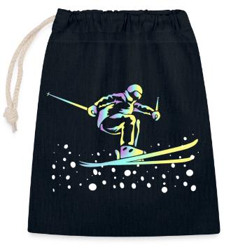 Saut à ski Neon Gradient - Sac cadeau en coton avec cordon (25 x 30 cm) - bleu marine - Devant