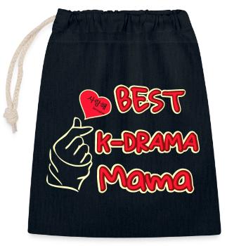 Meilleure maman best kdrama mama - Sac cadeau en coton avec cordon (25 x 30 cm) - bleu marine - Devant