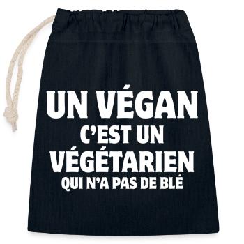 vegan, vegan, vegetarisch, Lebensmittel - Verschließbarer Geschenkbeutel aus Baumwolle (25x30cm) - Navy - Vorne