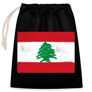 Flagge des Libanon - Verschließbarer Geschenkbeutel aus Baumwolle (25x30cm) - Schwarz - Vorne