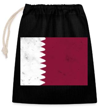 Flag of Qatar - Closable cotton gift bag (25x30cm) - black - Front