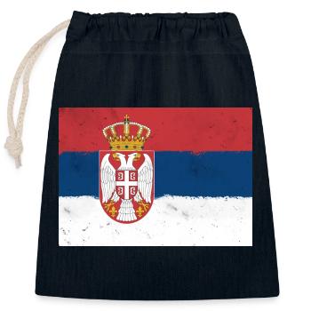 Drapeau de la Serbie - Sac cadeau en coton avec cordon (25 x 30 cm) - bleu marine - Devant