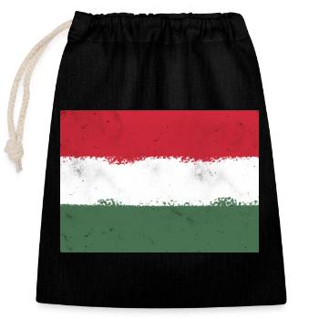 Flag of Hungary - Closable cotton gift bag (25x30cm) - black - Front