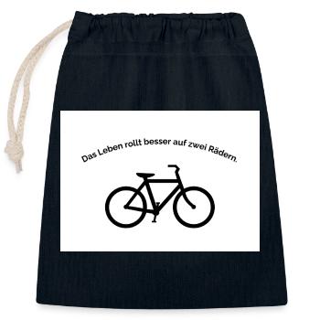 Leben rollt besser auf zwei Rädern - Verschließbarer Geschenkbeutel aus Baumwolle (25x30cm) - Navy - Vorne