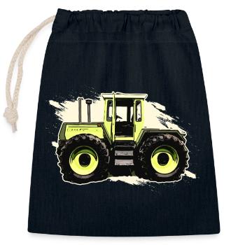 Green Tractor in Comic Style - Closable cotton gift bag (25x30cm) - navy - Front