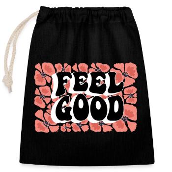 Feel Good Floral Motif - Closable cotton gift bag (25x30cm) - black - Front