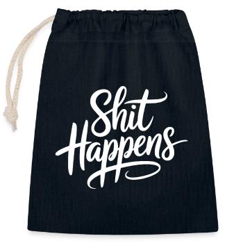 Shit Happens Statement - Verschließbarer Geschenkbeutel aus Baumwolle (25x30cm) - Navy - Vorne