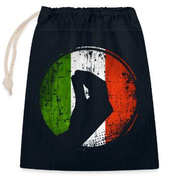 Italienische Flagge mit typischer Handgeste - Verschließbarer Geschenkbeutel aus Baumwolle (25x30cm) - Navy - Vorne