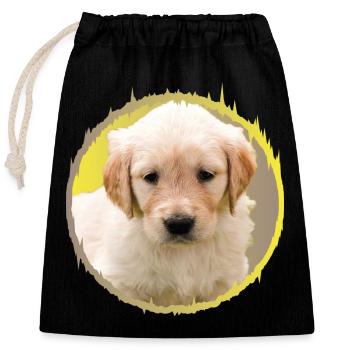 puppy - Closable cotton gift bag (25x30cm) - black - Front