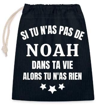 Noah, prénom Noah, anniversaire Noah - Sac cadeau en coton avec cordon (25 x 30 cm) - bleu marine - Devant
