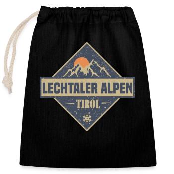 lechtaler alpen - Verschließbarer Geschenkbeutel aus Baumwolle (25x30cm) - Schwarz - Vorne