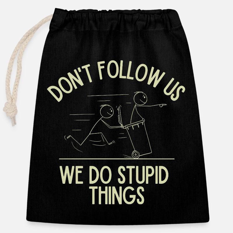 Stupid Things - Closable cotton gift bag (25x30cm) - black