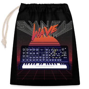Synthesizer, Recording Studio, Waveform, Synthesis, Electro - Closable cotton gift bag (25x30cm) - black - Front