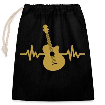 Heartbeat Guitar - Rock 'n' Roll Punk Band Metal - Sac cadeau en coton avec cordon (25 x 30 cm) - noir - Devant