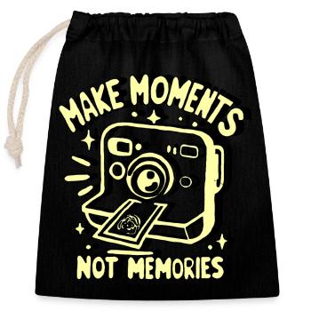 CRÉEZ DES MOMENTS ET NON DES SOUVENIRS - Sac cadeau en coton avec cordon (25 x 30 cm) - noir - Devant