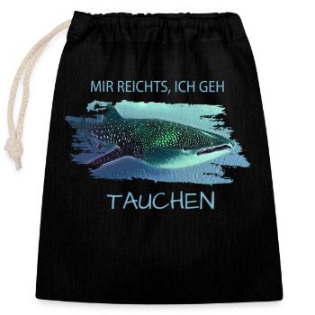 Tauchen Diving Walhai Whaleshark - Verschließbarer Geschenkbeutel aus Baumwolle (25x30cm) - Schwarz - Vorne