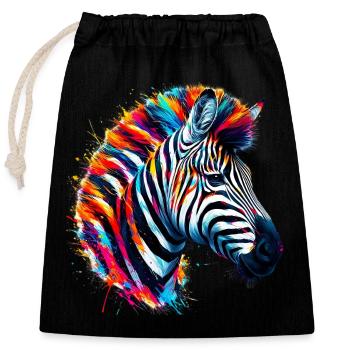 Zebra - Verschließbarer Geschenkbeutel aus Baumwolle (25x30cm) - Schwarz - Vorne