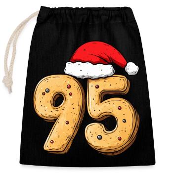 Biscuit de Noël à 95 chiffres - Sac cadeau en coton avec cordon (25 x 30 cm) - noir - Devant