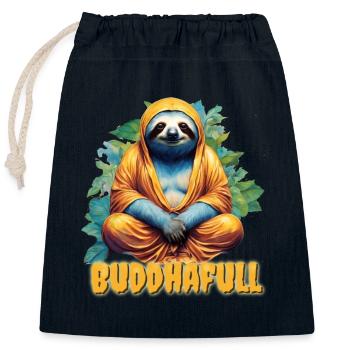 Bouddha Yoga Paresseux Humour Dieu Paresseux Nerd Sommeil - Sac cadeau en coton avec cordon (25 x 30 cm) - bleu marine - Devant