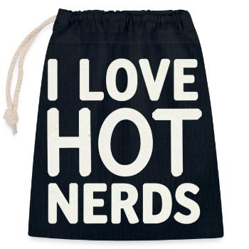 I Love Hot Nerds 16 - Verschließbarer Geschenkbeutel aus Baumwolle (25x30cm) - Navy - Vorne