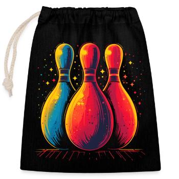 Bowling Retro Look - Verschließbarer Geschenkbeutel aus Baumwolle (25x30cm) - Schwarz - Vorne
