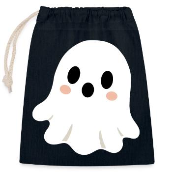 Cute Ghost - Closable cotton gift bag (25x30cm) - navy - Front