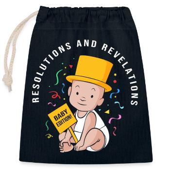 Gender Reveal Silvester - Verschließbarer Geschenkbeutel aus Baumwolle (25x30cm) - Navy - Vorne