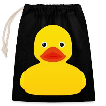 Pop art rétro en canard en caoutchouc jaune - Sac cadeau en coton avec cordon (25 x 30 cm) - noir - Devant